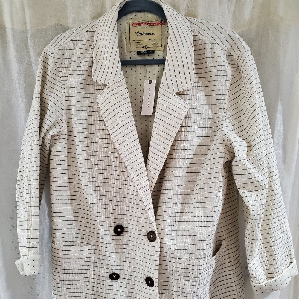 Cartonnier blazer, white and navy stripes, fully lined NWT